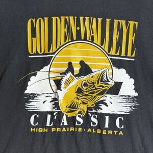 Vintage Walleye Alberta Fishing T Shirt 90s XL Black Single Stitch‎ Fly Tee T33